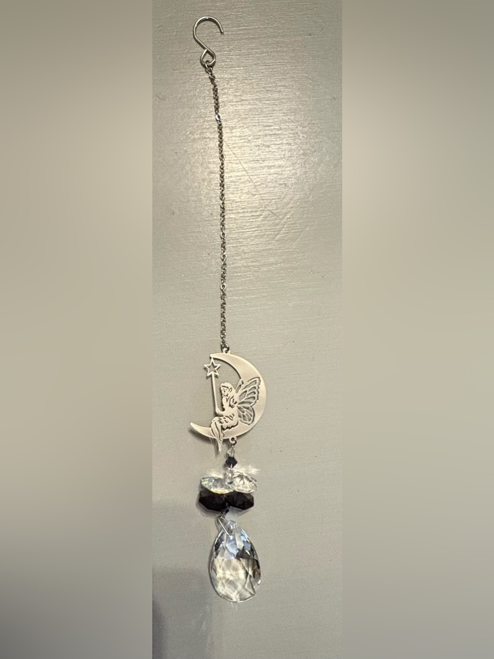 Woodstock chime fantasy Silver Fairy with Purple Crystal